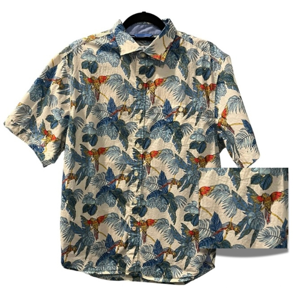 Tommy Bahama 24 Parrot Fronds Button Down Short Sleeve Camp Shirt Size Medium